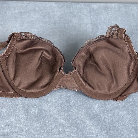Vintage Vassarette Push Up Bra Size 34B 75-320 Lace Soft Padded Underwire Brown - Picture 5 of 8